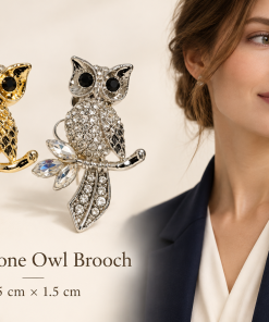 Rhinestone Owl Brooch