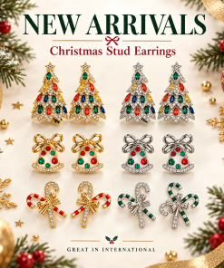 Multicolour CZ Christmas Stud Earring