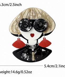 Chic Lady Brooch-Blonde Bob & Red Earring