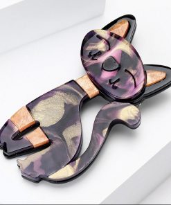 Purple & Gold Cat Brooch