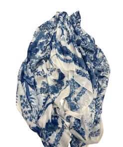 Scarf Blue & Ivory Floral Bird